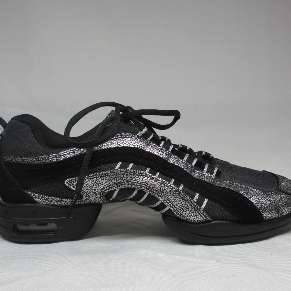 Skazz Dance Sneakers, Black and Silver "Electron"